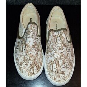 INKKAS Princess Leia Women Size 8.5 Tan Canvas Sneaker Shoe Slip-On Star Wars